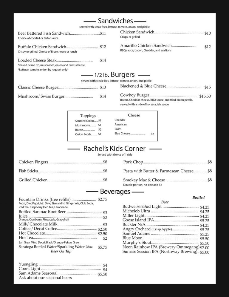 Menu Jay's Place Steak and Seafood